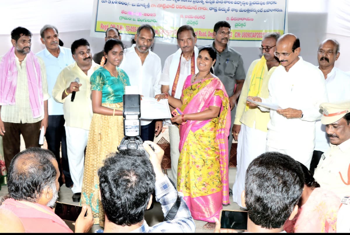 Student and mother receiving certificate from dignitaries