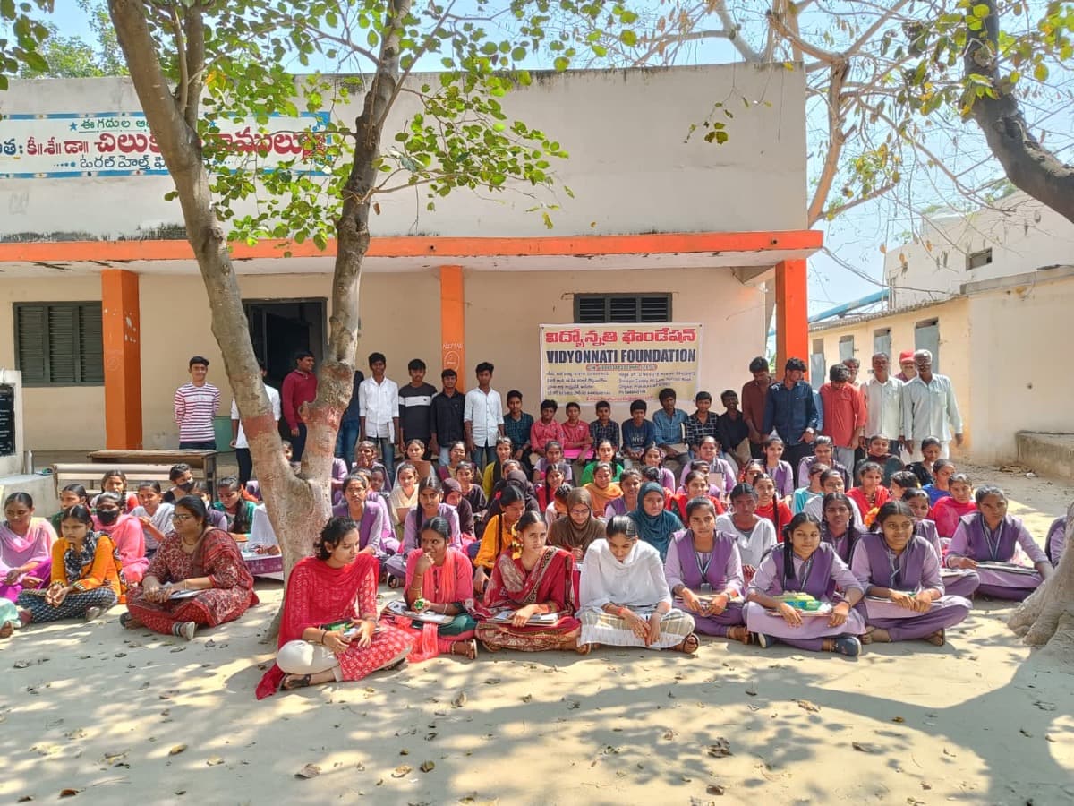 Students attended screening test at Pangulur ZPHS, February 2023